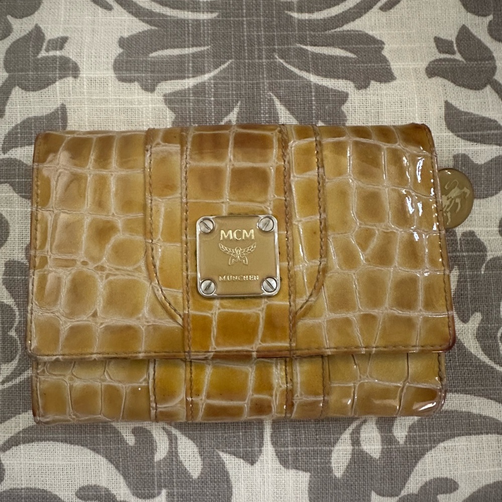 MCM Women's Tan Crocodile-Embossed Wallet
